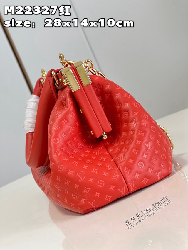 LV專櫃2023新款Nanogram特別系列Monogram Clutch手袋 M22327紅 路易威登鏈條手提女包 dn1151